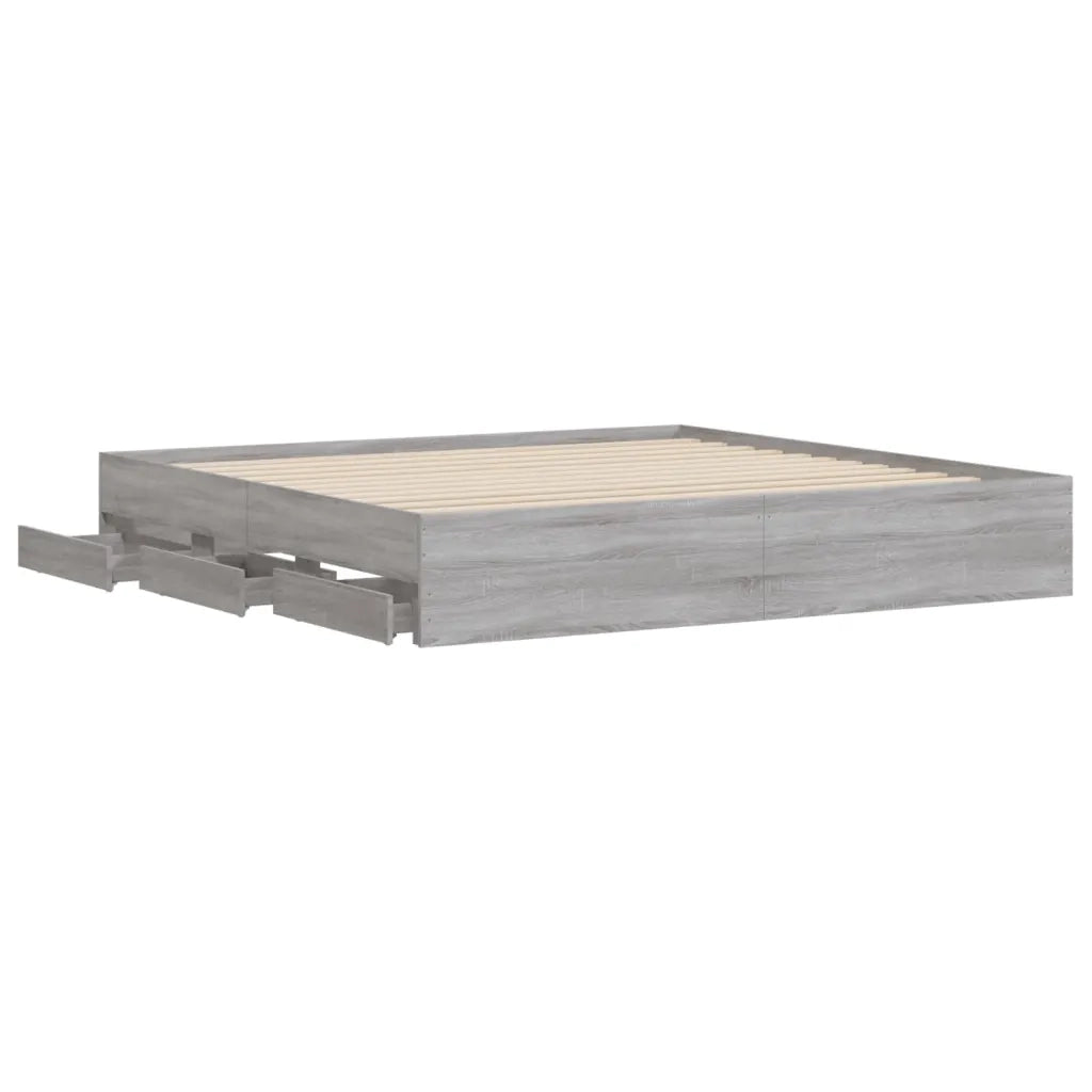 Giroletto Cassetti-Struttura Letto con contenitore Grigio Sonoma 180x200 cm Legno Multistrato 886590