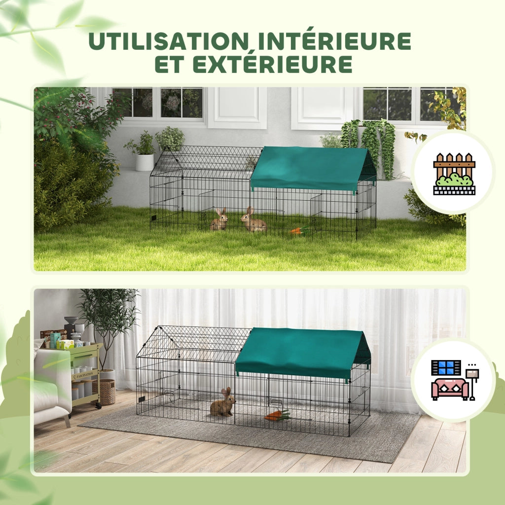 Recinto per conigli esterno in acciaio con tettoia ¨C zephmum ¨C verde 185x75x75 cm