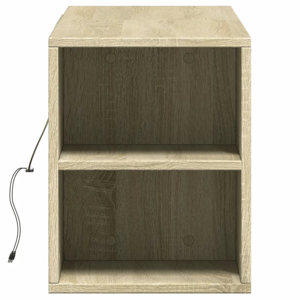 Mobile TV a Parete con Luci LED Rovere Sonoma 135x31x39,5 cm
