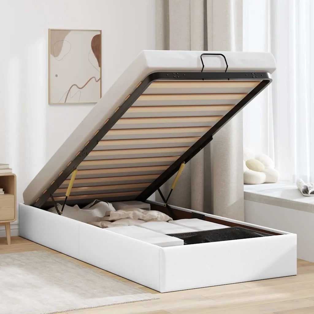 vidaXL Struttura Letto Pouf senza Materasso Bianco 80x200cm Similpelle