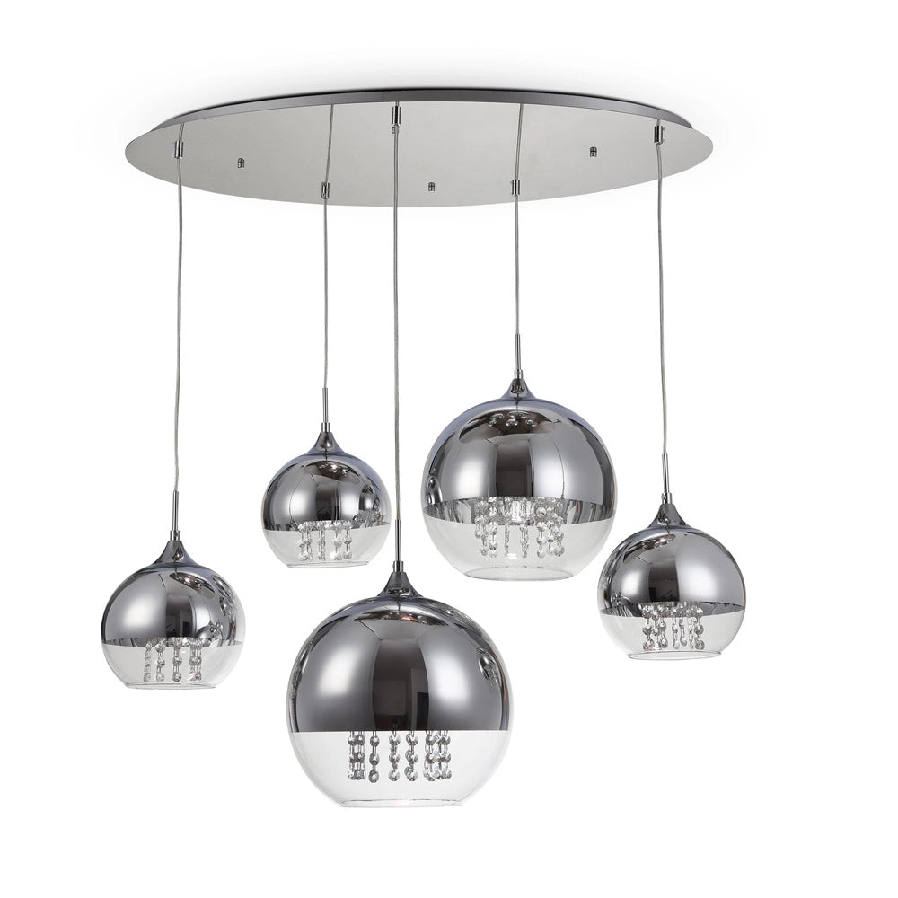 Maytoni Lampadario Contemporaneo Fermi 5 luci E27 nichel metallo vetro