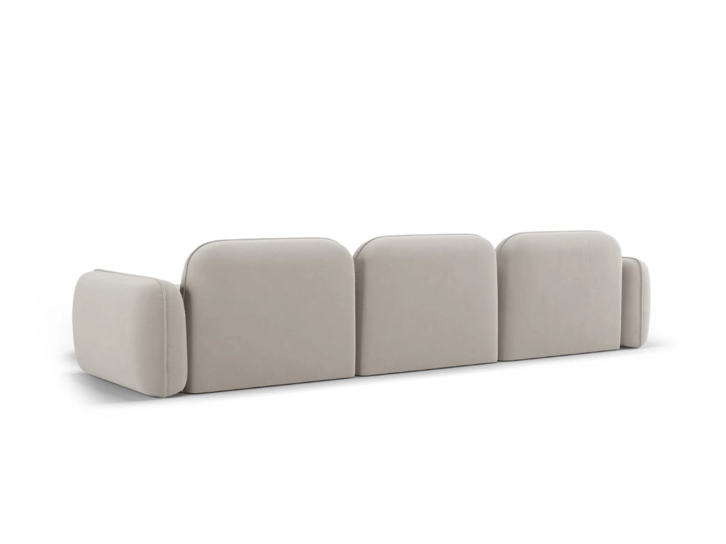 Cosmopolitan Design - Divano angolare modulare destro "Sydney" 4 posti in velluto beige chiaro 