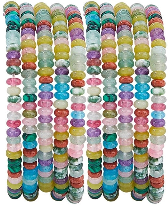Kralen 348 Stuks - Mix di Pietre Naturali Colorate - Forme Sferiche di Kralen 4x2mm - Kralen di Spaziatura - Creazione di Gioielli Artigianali - Adatto per Filo Sottile