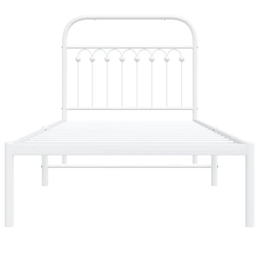 Giroletto con Testiera Metallo Bianco 90x190 cm