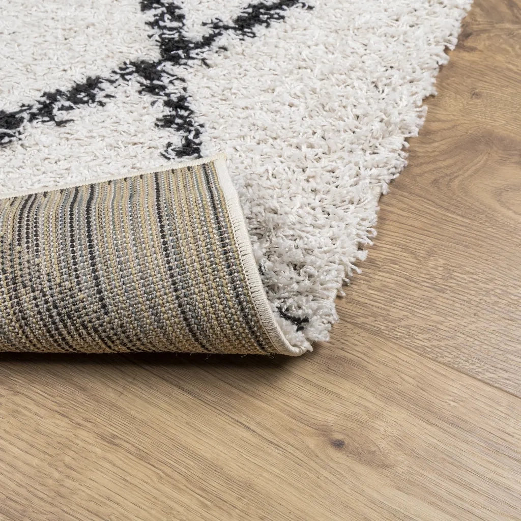 Tappeto Shaggy PAMPLONA a Pelo Lungo Crema e Nero 100x200 cm 375364