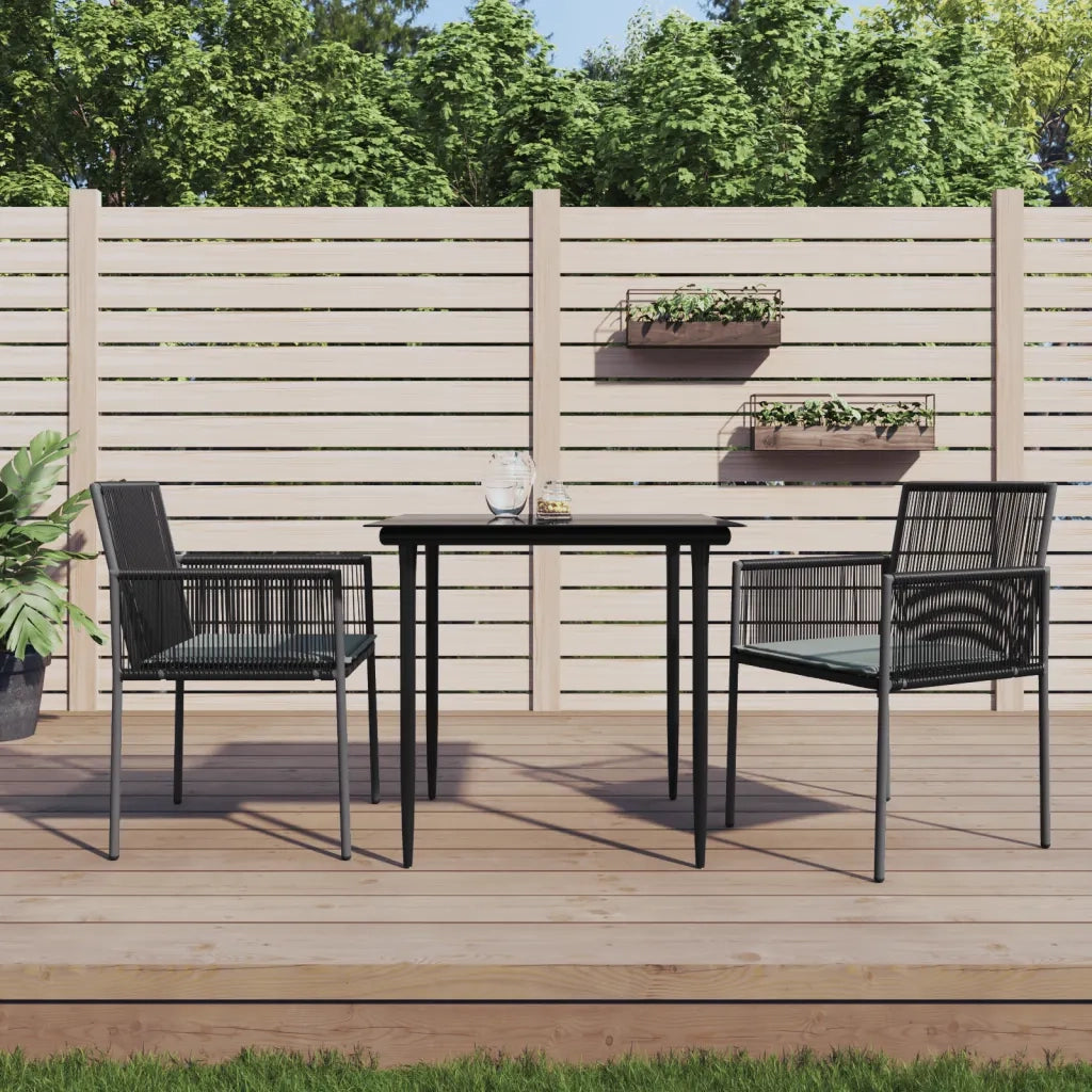 Sedie Giardino con Cuscini 2 pz Nere 54x60,5x83,5 cm Polyrattan 364102