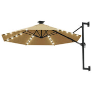 Ombrellone da Giardino a Parete con LED 300 cm Tortora 312525