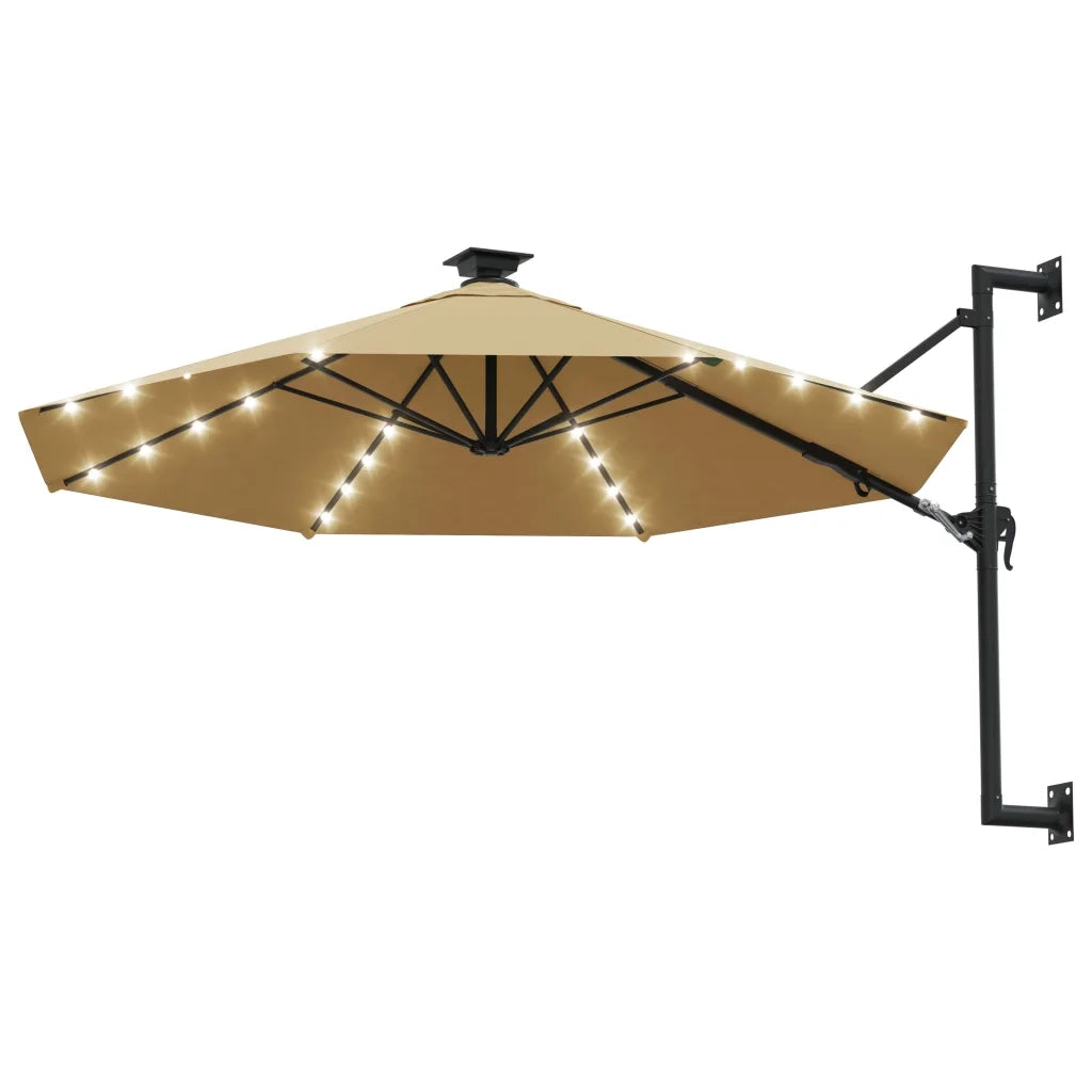 Ombrellone da Giardino a Parete con LED 300 cm Tortora 312525