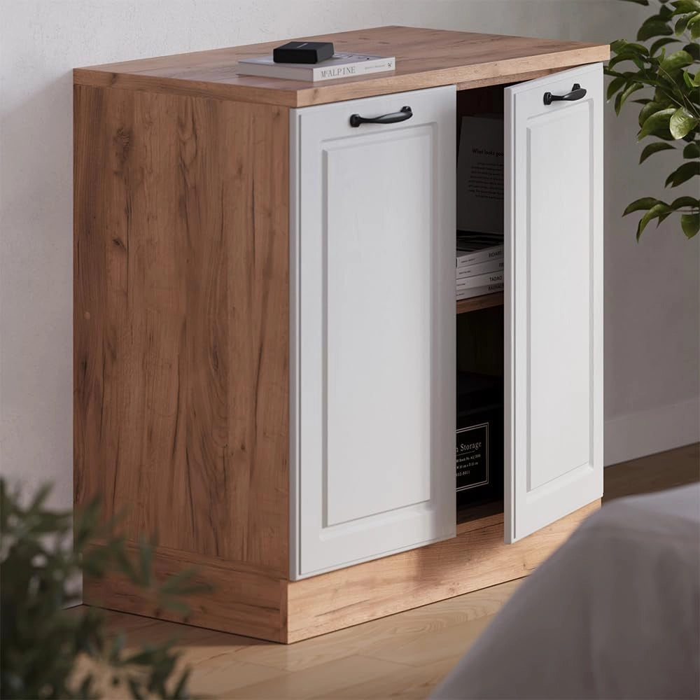 Mobile per mansarda Rion, Bianco casa di campagna, 80 x 81.6 cm senza inclinazione con 2 ante
