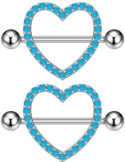 Piercing a ferro zirconia 14G a forma di cuore - ipoallergenico - coperchio - peso 6,5 g - pallini comodi 0,5 cm - dimensioni 3,12 cm x 1,95 cm - piercing tepel