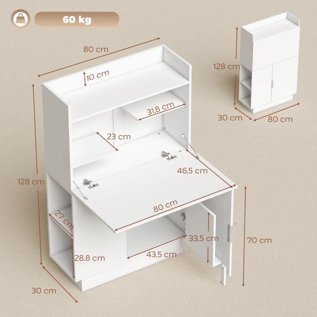 Scrivania per computer ¨C zephmum ¨C 80x30x128 cm, bianco