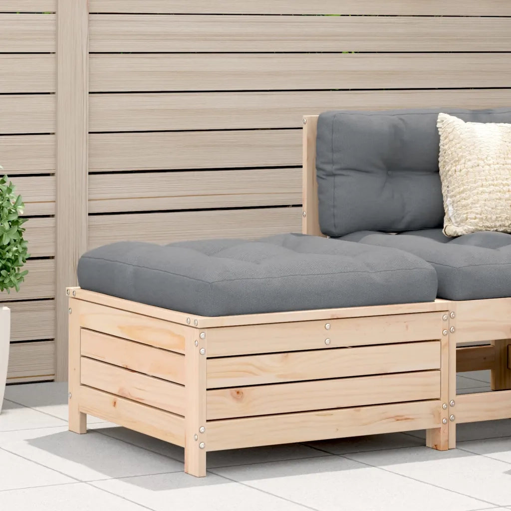 Sedia da giardino-Poggiapiedi da Giardino con Cuscino in Legno Massello di Pino 227974