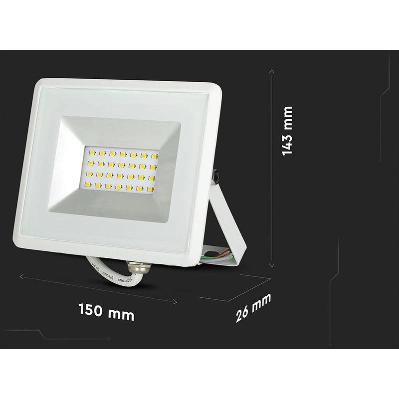 Faro Led Flood Light 20W Carcassa Bianca IP65 Neutro 4000K Super Slim SKU-215950