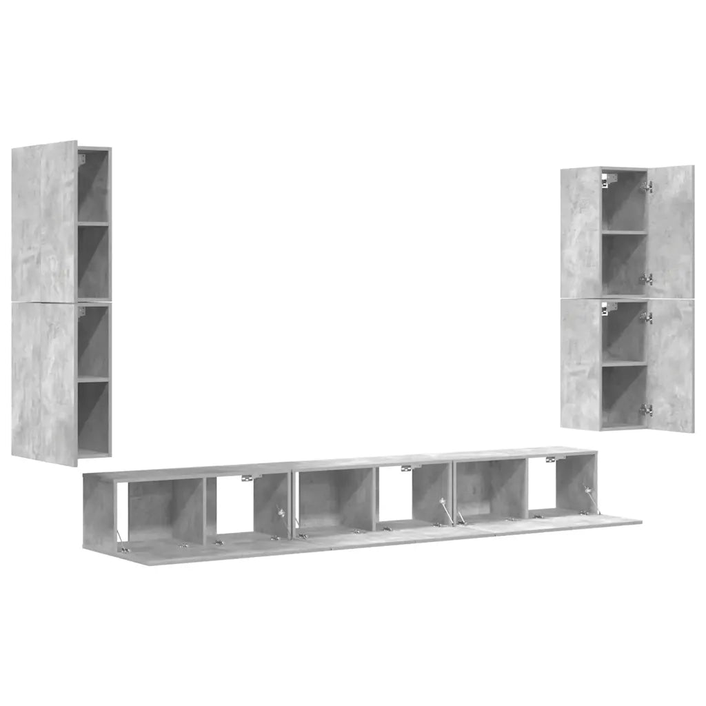 Set di Mobili Porta TV 7 pz Grigio Cemento in Legno Multistrato 3114305