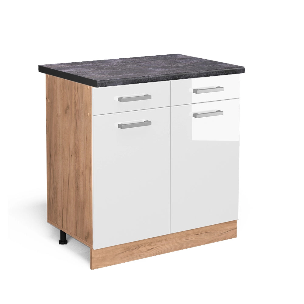 Vicco Mobiletto base per cucina Bianco lucido 80 cm , PL Antracite