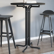 Tavolo da Pranzo Nero Ã˜80x110 cm Legno Multistrato e Acciaio