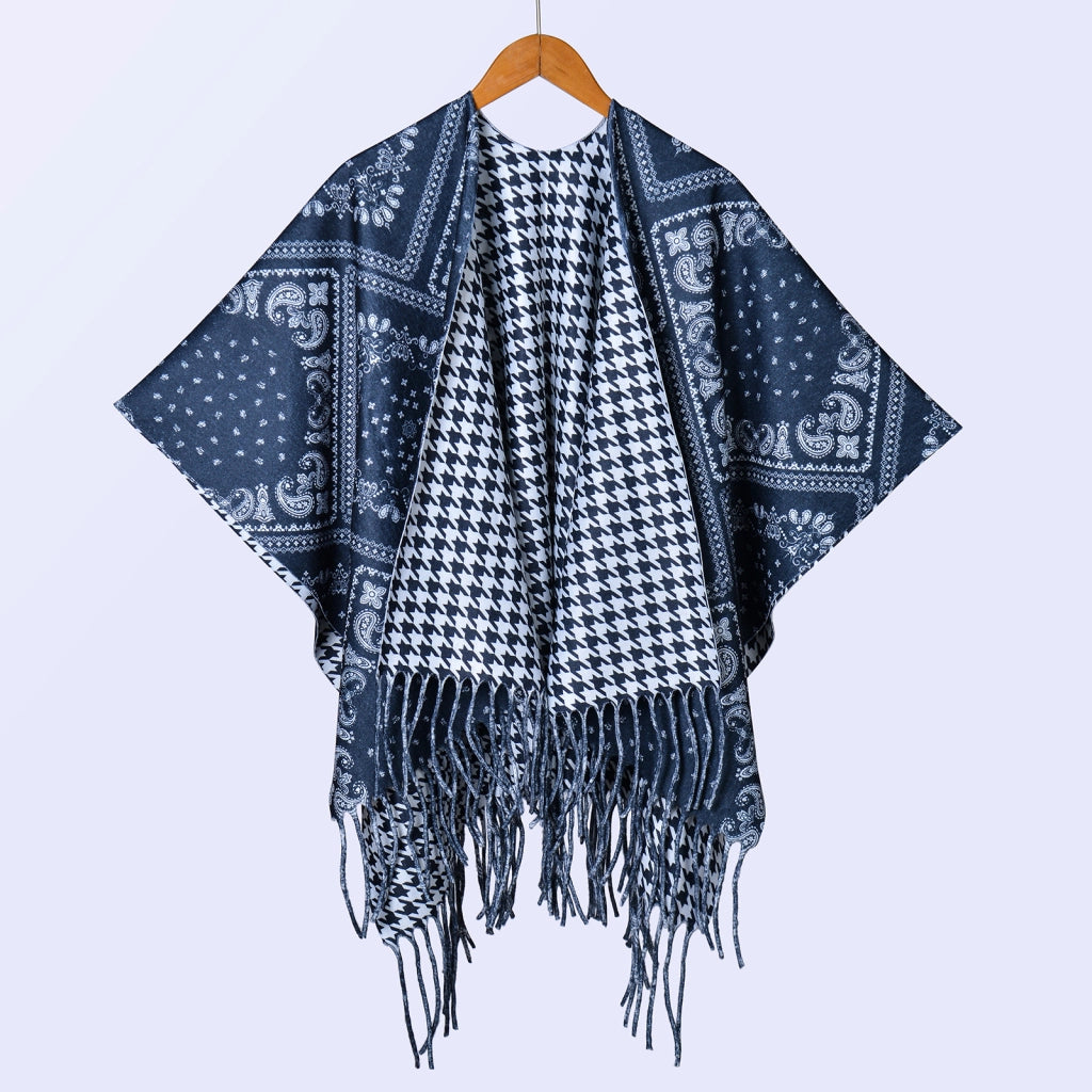 Nuovo scialle double face spesso, stile retr¨°, ampia cappa da donna.