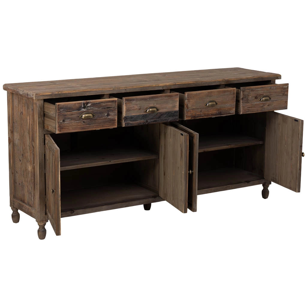 Credenza in legno con 4 cassetti e 4 ante 180x45x86