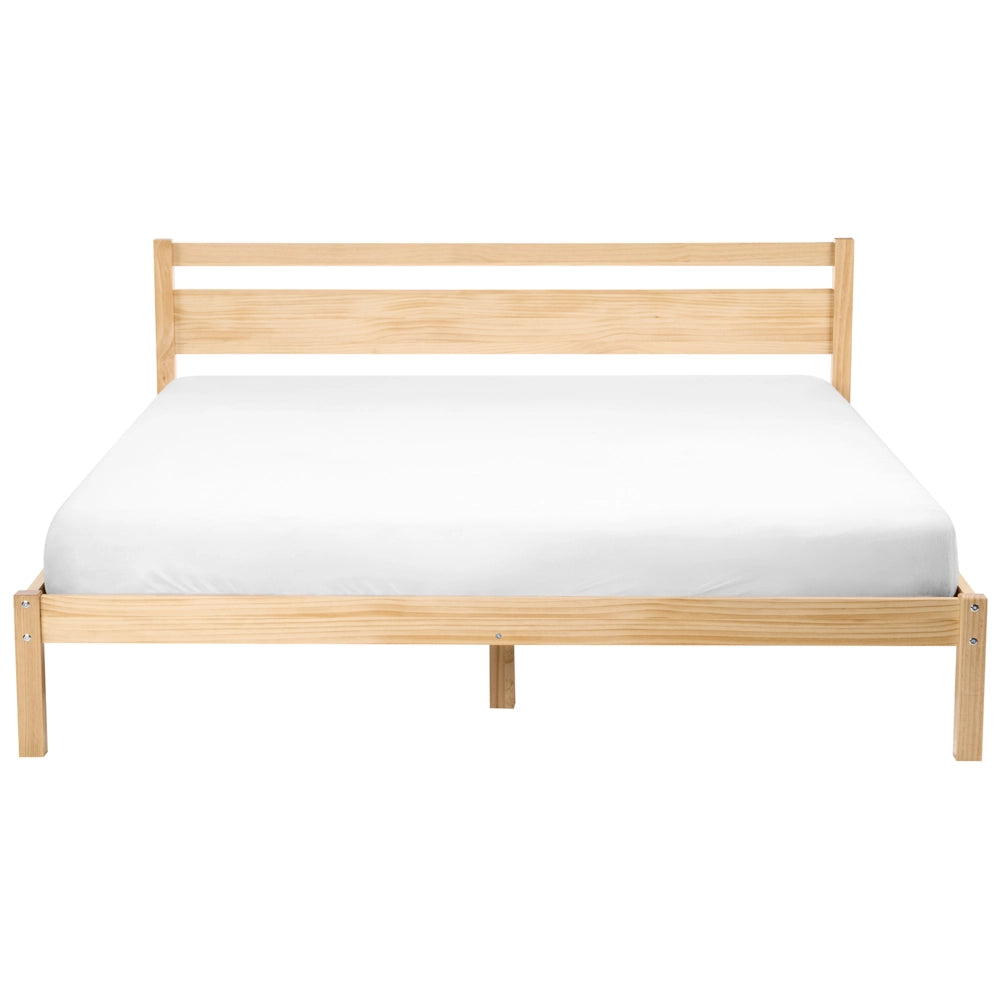 Letto matrimoniale in legno di Pino chiaro con Rete a Doghe 180 x 200 cm Testiera a doghe minimalista