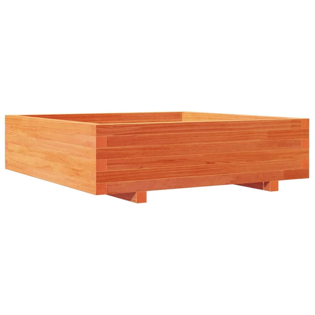 Fioriera | Cassetta per fiori | Vaso Giardino Marrone Cera 90x90x26,5cm Legno Massello Pino