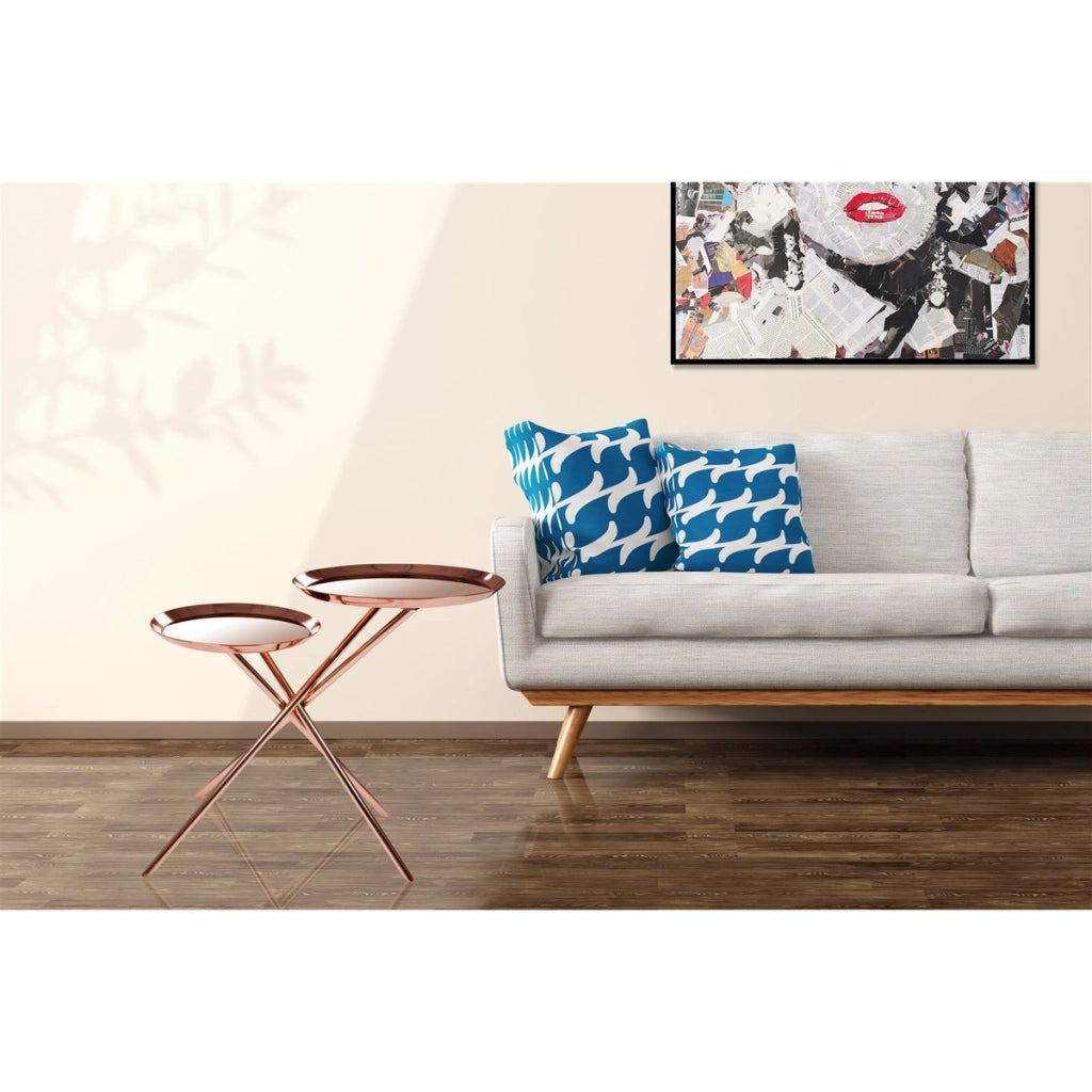 Tavolino di design Ella in oro rosa e specchio