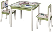 Casa per Bambini con 2 Sedie e Tavolo con Disegno Animali - Mobili per Bambini, Tavolo, Piccolo Tavolo - Adatto per Bambini in Età Prescolare, Tifosi e Bambini - Legno/MDF
