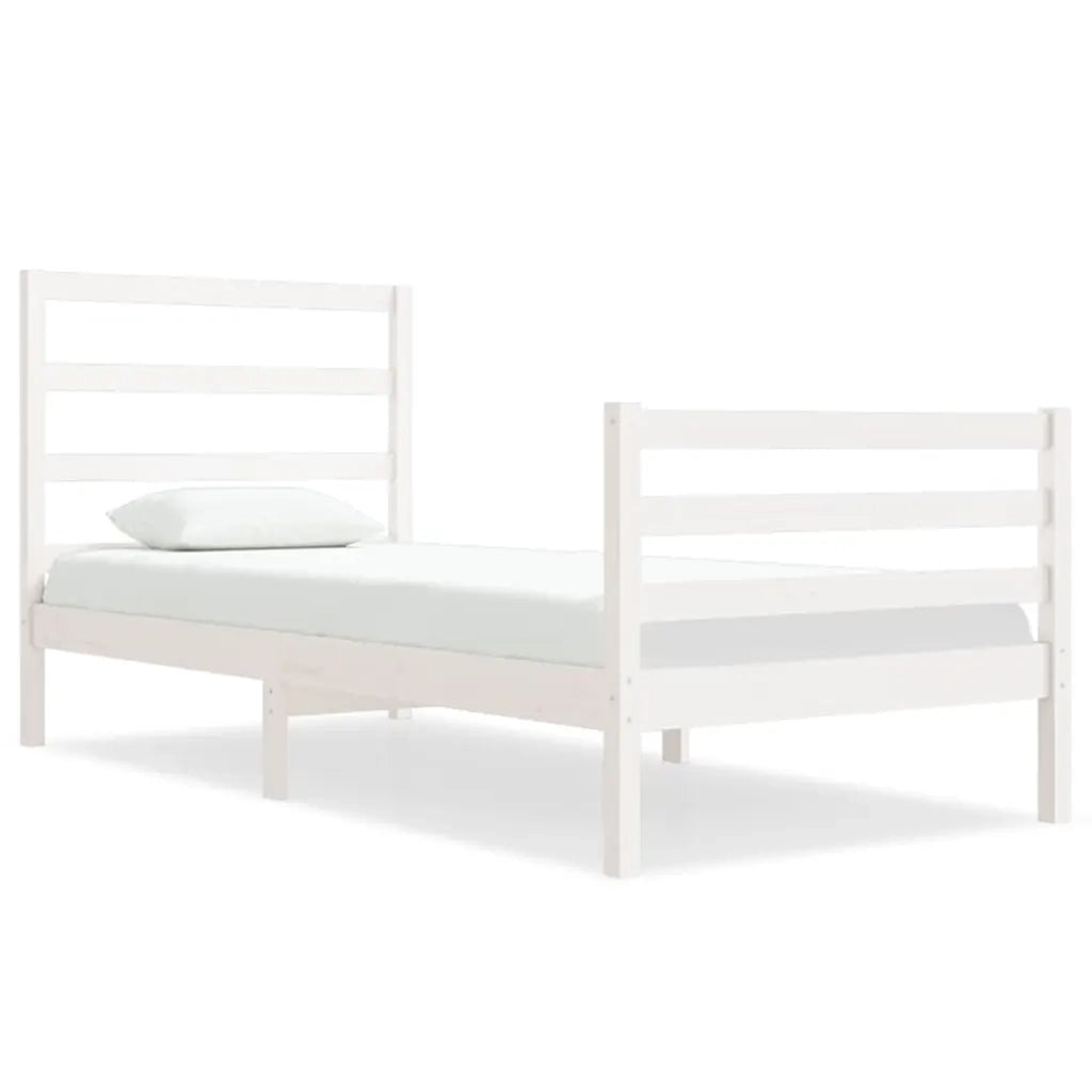 Giroletto-Struttura Letto Bianco in Legno Massello di Pino 90x190 cm Single 922663