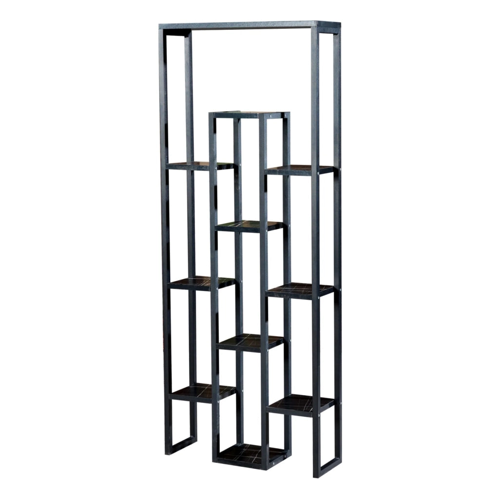Portavasi a 11 ripiani 150 x 60 x 19 cm marmo nero / nero 03_0007690
