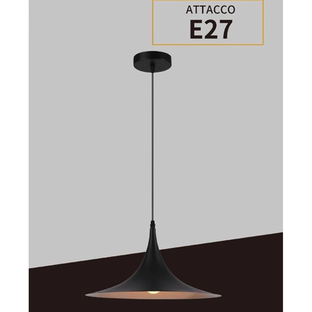 Trade Shop - Lampadario A Sospensione Soffitto Stile Contemporaneo Nordico Attacco E27 In Metallo B97 - Nero