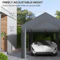 Gazebo per Auto e Feste con Altezza Regolabile 4 Porte e 4 Finestre 6x3m  Grigio Scuro