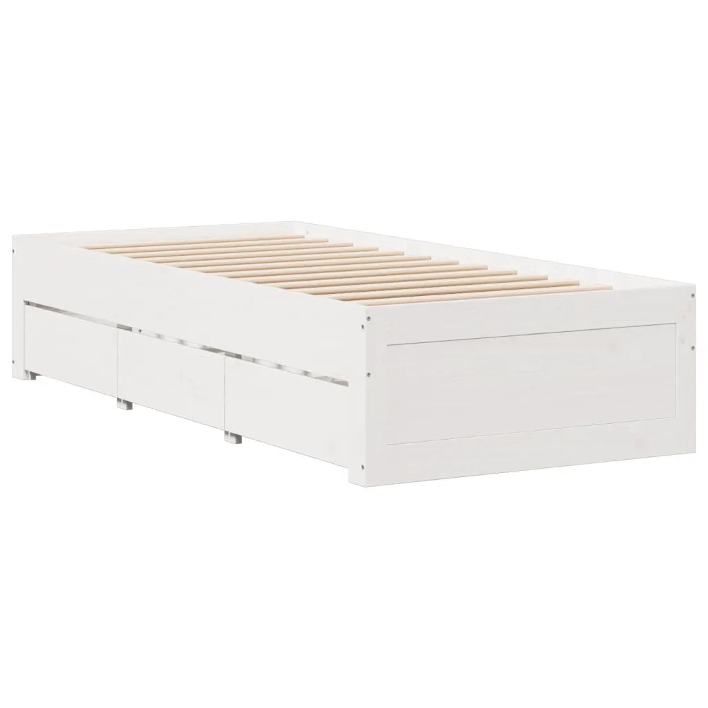 Giroletto senza Materasso con Cassetti Bianco 90x200 cm Pino