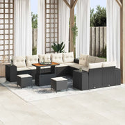 Set Divano da Giardino 13 pcs Nero e Crema polyrattan