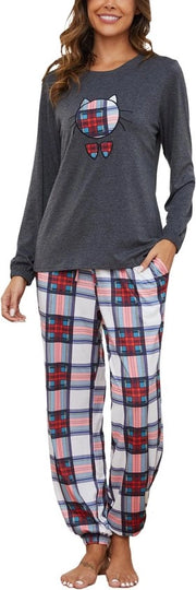 Set di Pigiami per Donna - Lunga Maglia - Pigiami a Cappuccio Ronde - Pantaloncini di Pigiamino - Abbigliamento da Notte morbido - Cintura Elastica