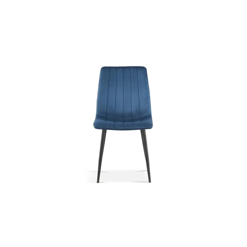 Sedia BRUCE – Velluto blu – Piedi in metallo nero – H86 x L45 x P55 cm