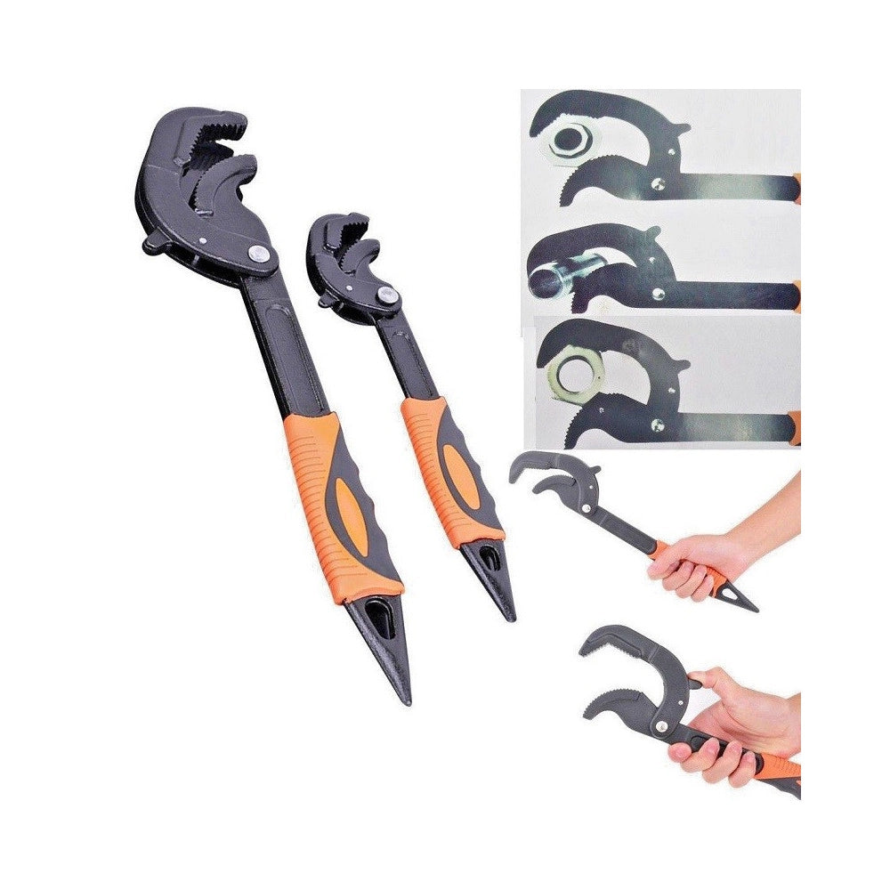 Trade Shop - Set 2 Chiavi A Tubo Veloce Regolabili Multi Funzioni Professionali 260 Mm 380 Mm -