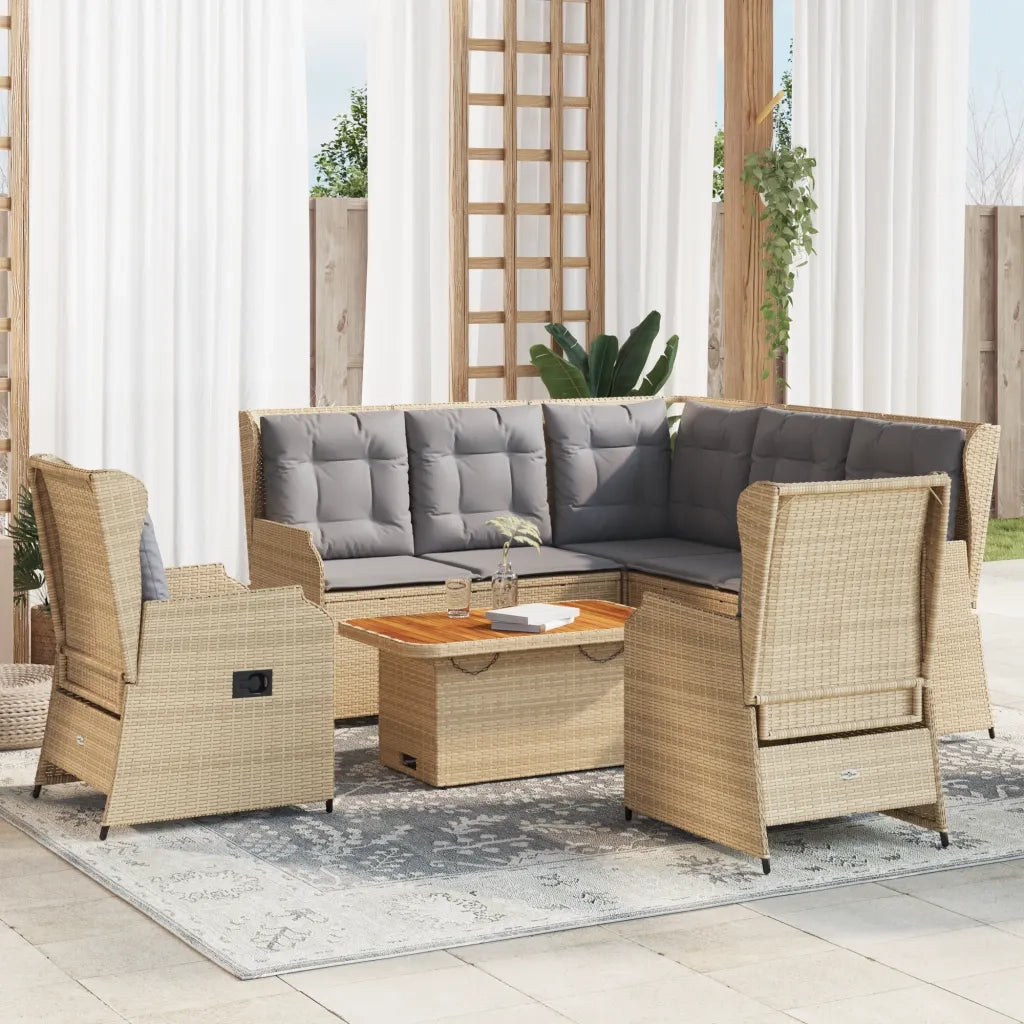 vidaXL Set Divani da Giardino 6 pz con Cuscini in Polyrattan Beige