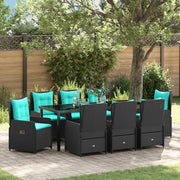 Set da Pranzo per Giardino con cuscino 9 pcs Nero Poly Rattan 3381043