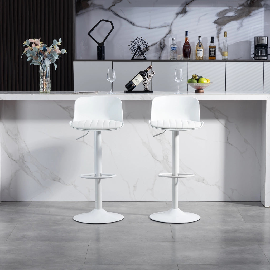 SGABELLO GIREVOLE 360° REGOLABILE IN ALTEZZA BIANCO IN METALLO
