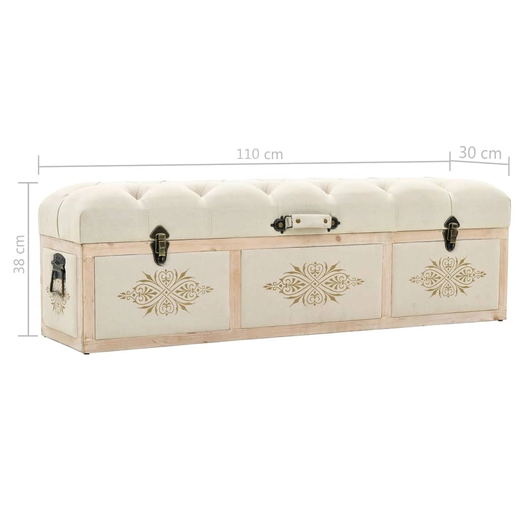 Panca contenitore 110 cm in legno massello di abete crema e tessuto 02_0010762