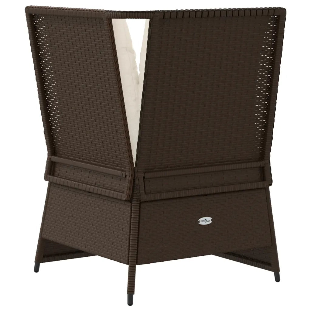 Divano Angolare da Giardino con Cuscini in Polyrattan Marrone
