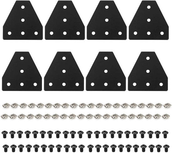 Connettore a T per profili 20x20 - 10 pezzi in alluminio - Incluso 40 viti M5 - 40 viti a testa M5 - Adatto per stampanti 3D - Sostenibile e facile da maneggiare - Connettore per profili
