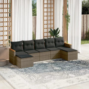 Set Divani da Giardino 7 pz con Cuscini Grigio in Polyrattancod mxl 114323