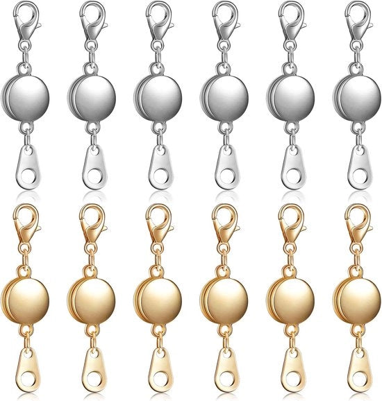 12 Pezzi di Chiavi Magnetiche a Catenaccio e Bracciale - Estensioni Sferiche per Gioielli (Oro, Argento)