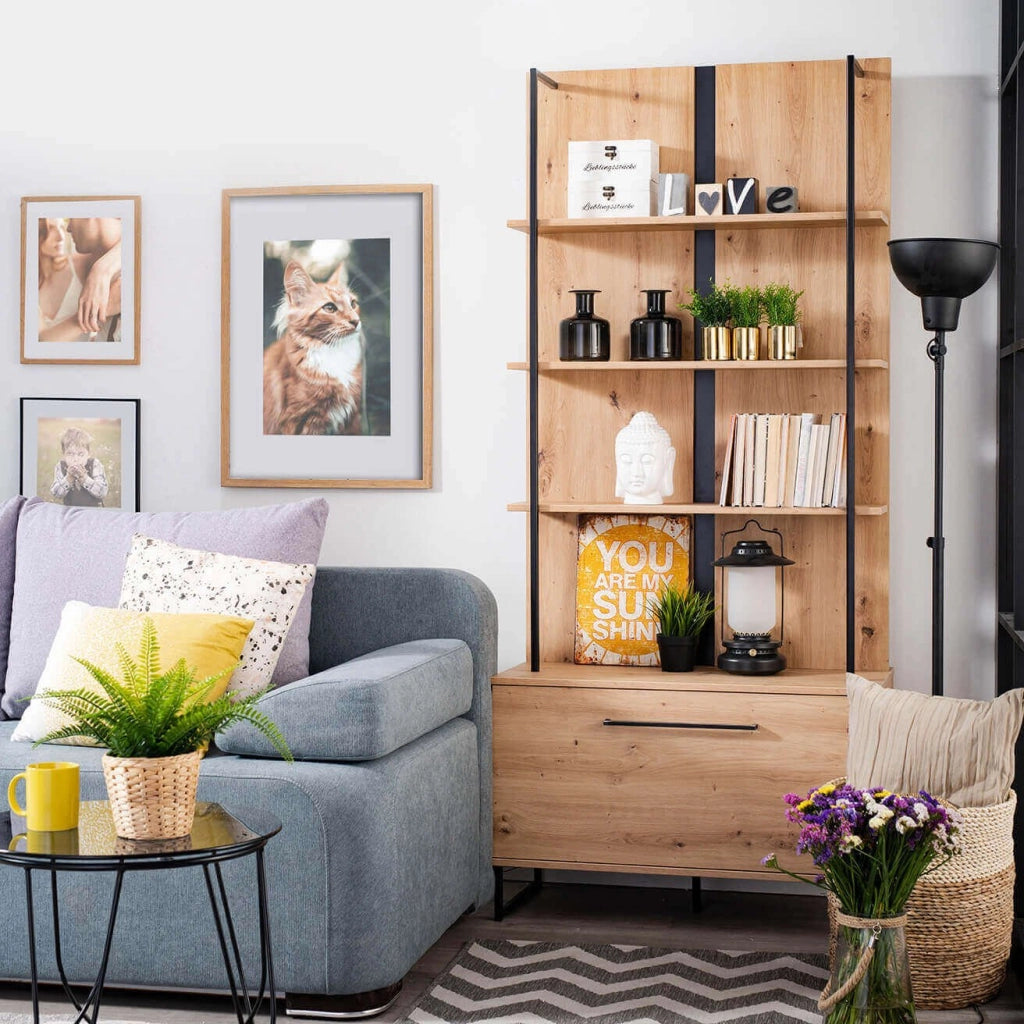 libreria moderna con 4 mensole e un'anta cm 85x42x191 5 h - ZENWOOD