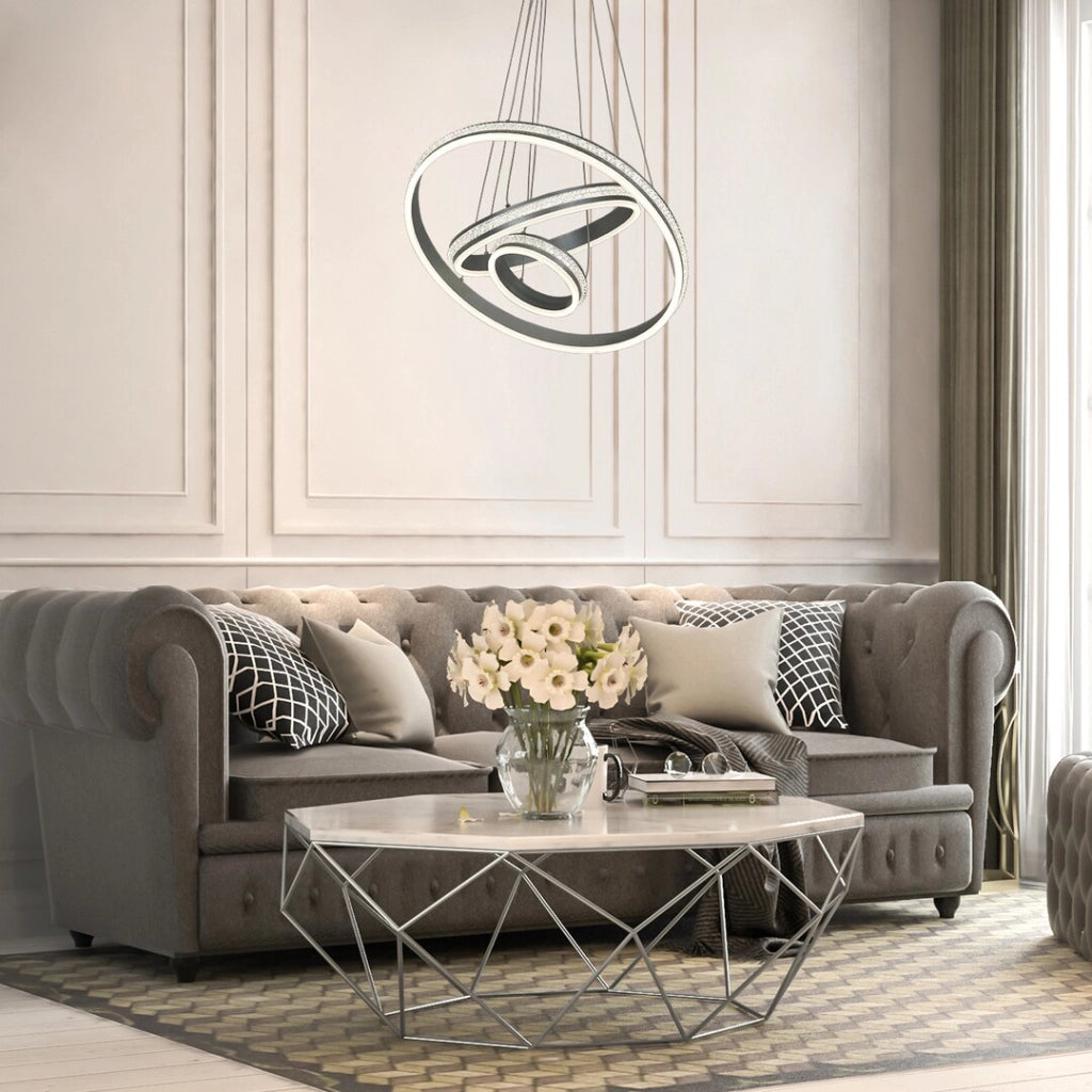 Lampadario LED Rabalux Avalon 75W alluminio spazzolato bianco