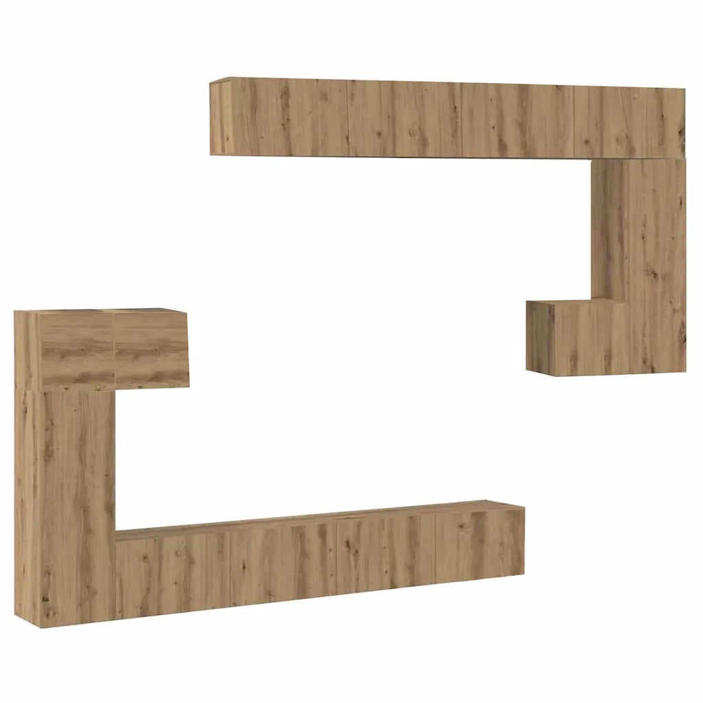 vidaXL Set mobile TV 8 pcs rovere artigianale Media Legno multistrato