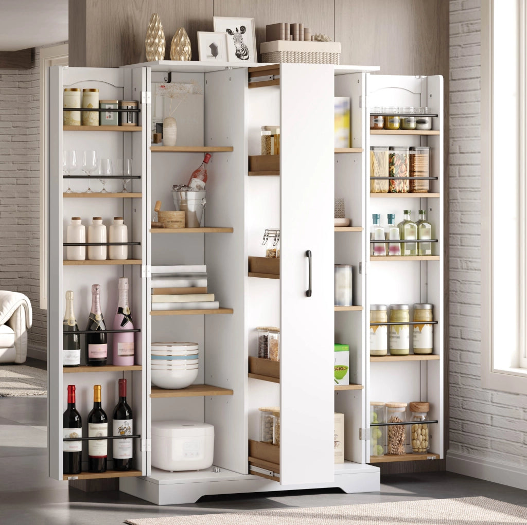 Mobile dispensa in MDF con scomparti interni e ripiani regolabili; 150x78x40 cm; bianco