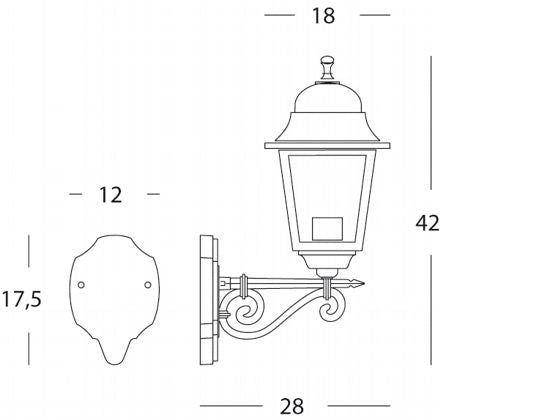 Lampada Applique Media in Alto Colore Nero da Esterno Linea Quadrata Sovil