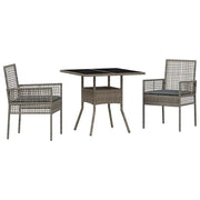 Set da Pranzo per Giardino 3 pz | Set Salotto da Giardino Grigio polyrattan