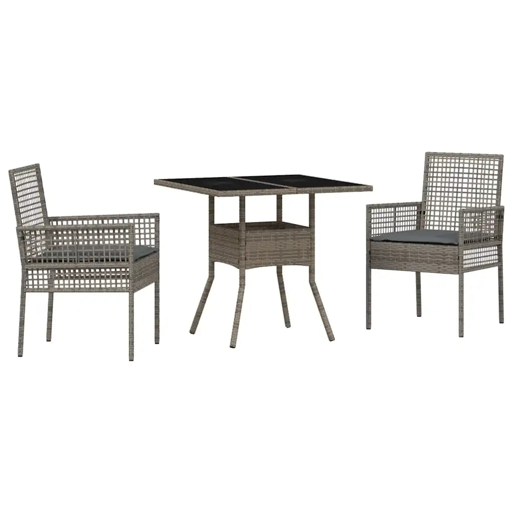 Set da Pranzo per Giardino 3 pz | Set Salotto da Giardino Grigio polyrattan